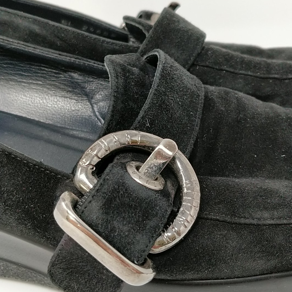 Stuart Weitzman Black Suede Wedge Loafers Size 9M - Picture 3 of 8